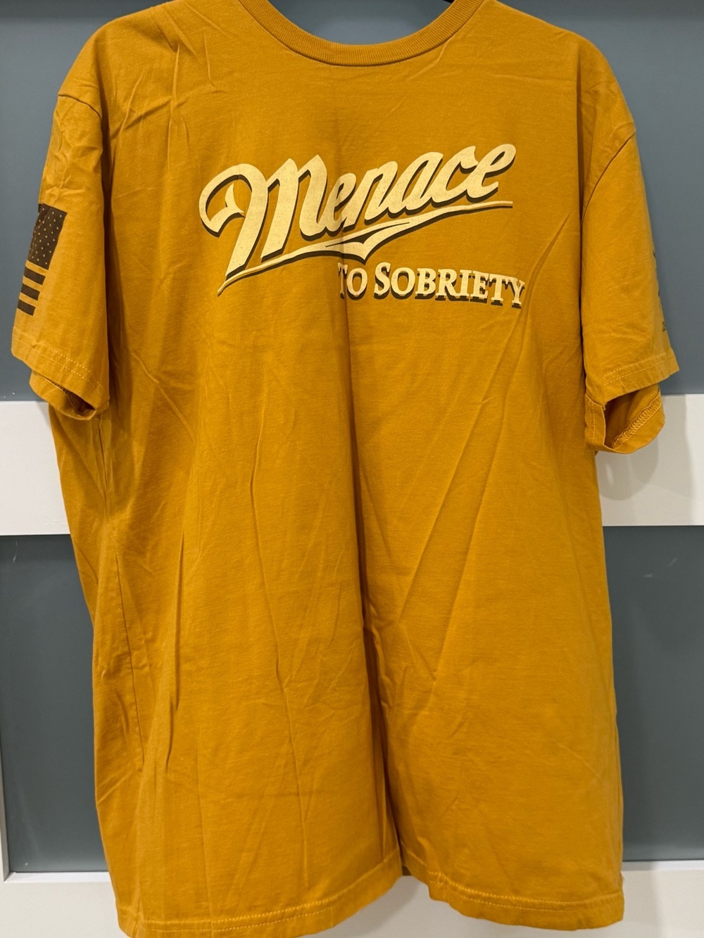 Grunt Style Mustard Yellow Graphic Men’s T‑Shirt - "Menace to Sobriety"